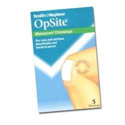 MEDICAZIONE POST OPERATORIA ADESIVA STERILE IN POLIURETANO SEMI PERMEABILE TRASPARENTE CON TAMPONE A BASSA ADERENZA OPSITE POST OP 6,5X5CM 5 PEZZI - Newepa Srl