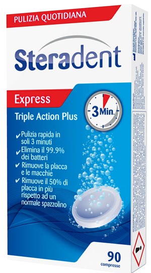 STERADENT TRIPLE ACTION PLUS 90 COMPRESSE PULENTI - Newepa Srl