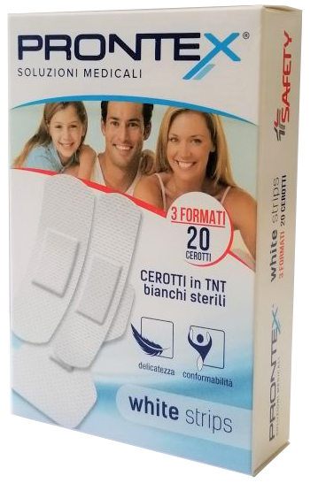 CEROTTO PRONTEX WHITE STRIPS IN TESSUTO NON TESSUTO BIANCO STERILE 3 FORMATI 20 PEZZI - Newepa Srl