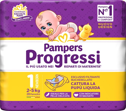 PAMPERS PROGRESSI NEWBORN PANNOLINO 1 2-5KG 28 PEZZI - Newepa Srl
