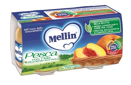 MELLIN OMOGENEIZZATO PESCA MELA 100 G 2 PEZZI - Newepa Srl