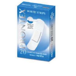 CEROTTO PRONTEX WHITE STRIPS IN TESSUTO NON TESSUTO BIANCO STERILE SCATOLA 20 CEROTTI MEDI - Newepa Srl