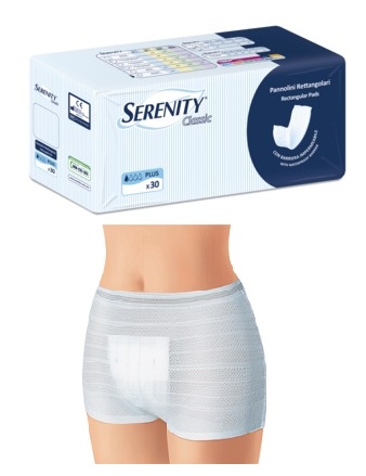 PANNOLONE PER INCONTINENZA FORMATO RETTANGOLARE CON BARRIERA SERENITY 30 PEZZI - Newepa Srl