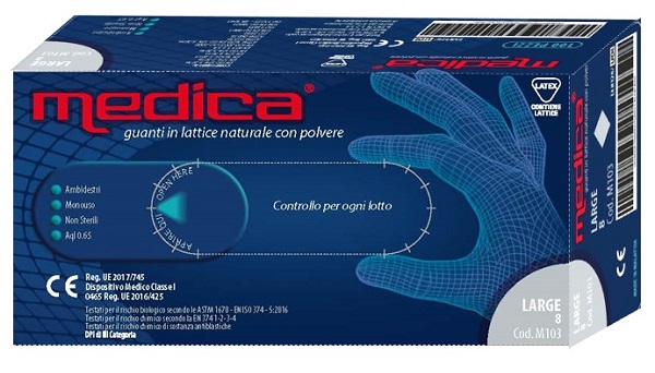 MEDICA GUANTO LATTICE N/STERILE CON POLVERE DM MISURA L 100 PEZZI - Newepa Srl