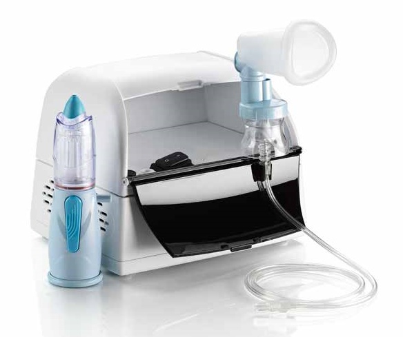 AEROSOL SISTEMA MODULARE NEBULA CON AMPOLLA M2000+MASCHERA+SOLUZIONE NASALE RINOWASH PER TERAPIE INALATORIE - Newepa Srl