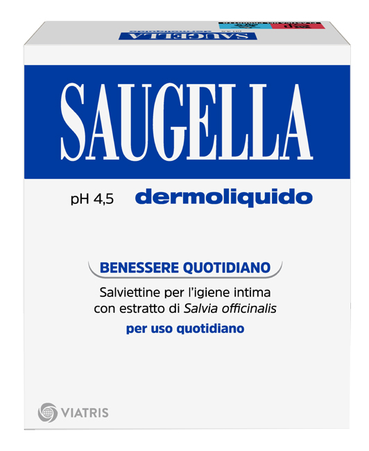 SAUGELLA DERMOLIQUIDO PH 4,5 SALVIETTINE IGIENE INTIMA BENESSERE QUOTIDIANO 10 PEZZI - Newepa Srl