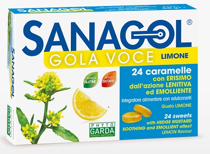 SANAGOL GOLA VOCE SENZA ZUCCHERO LIMONE 24 CARAMELLE - Newepa Srl