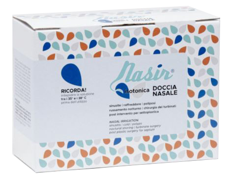 NASIR LAVAGGIO NASALE SOLUZIONE FISIOLOGICA ISOTONICA STERILE SCATOLA CON 4 SACCHE 500ML 4 BLISTER 1 VENTOSA - Newepa Srl
