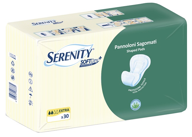 PANNOLONE PER INCONTINENZA SAGOMATO SERENITY SOFTDRY+ ALOE EXTRA 30 PEZZI - Newepa Srl