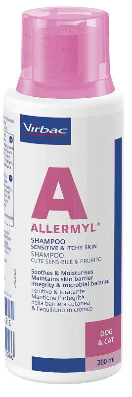 ALLERMYL SHAMPOO PER CUTE SENSIBILE E PRURITO CANE E GATTO 200 ML - Newepa Srl