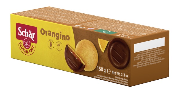 SCHAR ORANGINO BISCOTTI CON RIPIENO AL GUSTO DI ARANCIA RICOPERTI CON CIOCCOLATO 150 G - Newepa Srl