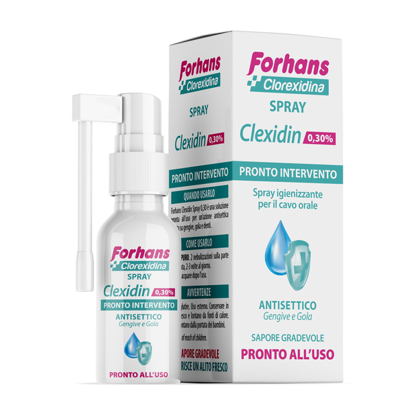 COLLUTORIO SPRAY CON CLOREXIDINA FORHANS CLEXIDIN 50ML - Newepa Srl