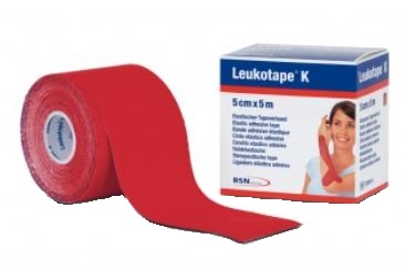 BENDA ADESIVA LEUKOTAPE K PER TAPING FISIOTERAPICO LARGHEZZA 5 CM LUNGHEZZA 5 M COLORE ROSSO IN ROTOLO - Newepa Srl