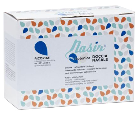 NASIR DOCCIA NASALE CON SOLUZIONE FISIOLOGICA ISOTONICA 10 SACCHE 250 ML + 1 BLISTER - Newepa Srl