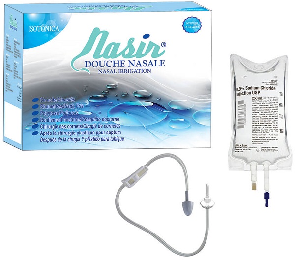 NASIR DOCCIA NASALE CON SOLUZIONE FISIOLOGICA ISOTONICA 6 SACCHE 500 ML + 1 BLISTER - Newepa Srl