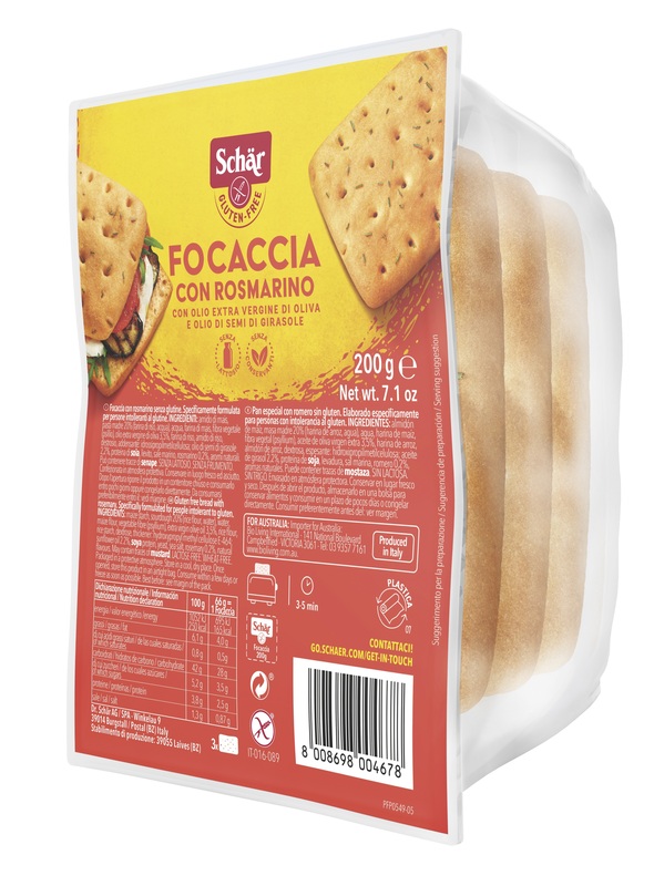 SCHAR FOCACCIA CON ROSMARINO SENZA LATTOSIO 200 G - Newepa Srl