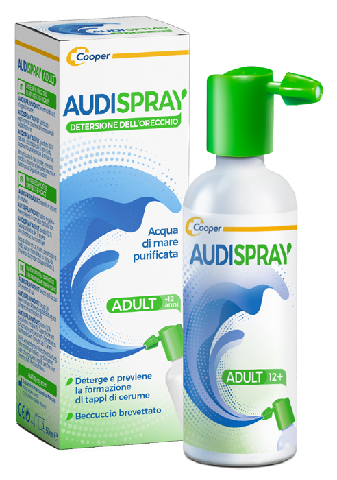AUDISPRAY ADULT SOLUZIONE DI ACQUA DI MARE IPERTONICA SPRAY SENZA GAS DETERSIONE ORECCHIO 50 ML - Newepa Srl
