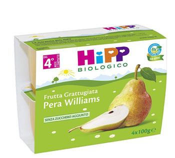 HIPP BIO HIPP BIO FRUTTA GRATTUGGIATA PERA WILLIAMS 4X100 G - Newepa Srl