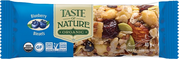 TASTE OF NATURE BARRETTA AI MIRTILLI BIO VEGAN AD ALTO CONTENUTO DI FIBRE 40 G - Newepa Srl