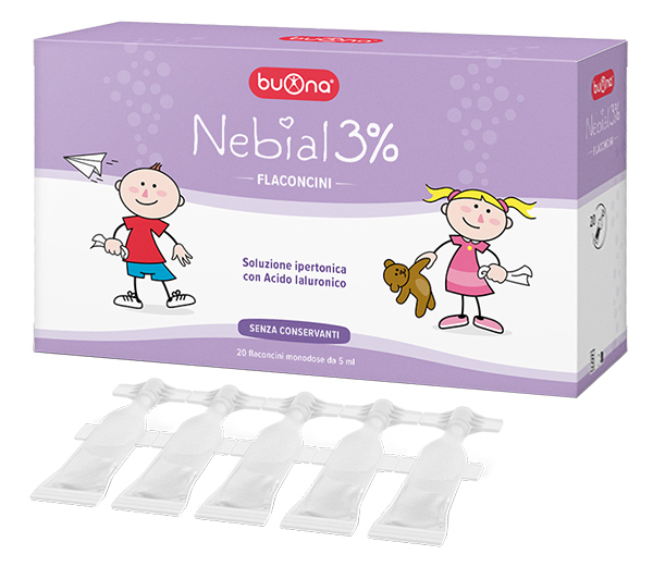 NEBIAL FLACONCINI SOLUZIONE SALINA IPERTONICA DI SODIO CLORURO AL 3% CON ACIDO IALURONICO 20X5 ML - Newepa Srl