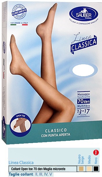 SAUBER COLLANT OPEN TOE MAGLIA MICRORETE 70 DEN COLORE NEUTRO BEIGE 3 LINEA CLASSICA - Newepa Srl