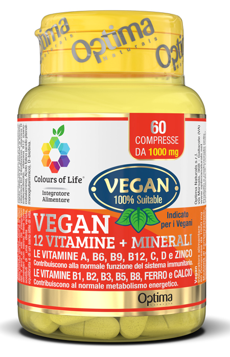 COLOURS OF LIFE VEGAN 12 VITAMINE + 3 MINERALI 60 COMPRESSE - Newepa Srl