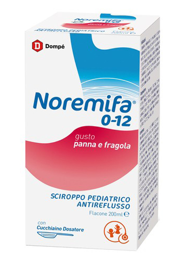 SCIROPPO PEDIATRICO ANTIREFLUSSO NOREMIFA 0-12 FLACONE 200 ML GUSTO PANNA E FRAGOLA - Newepa Srl