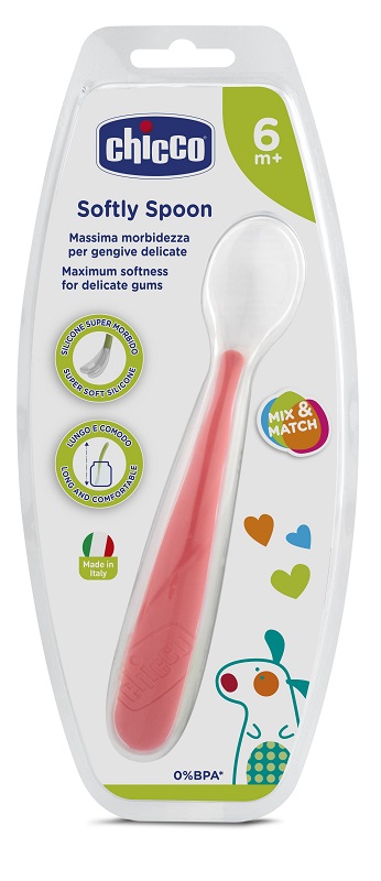 CHICCO CUCCHIAIO MORBIDO SILICONE 6M+ ROSSO UP - Newepa Srl