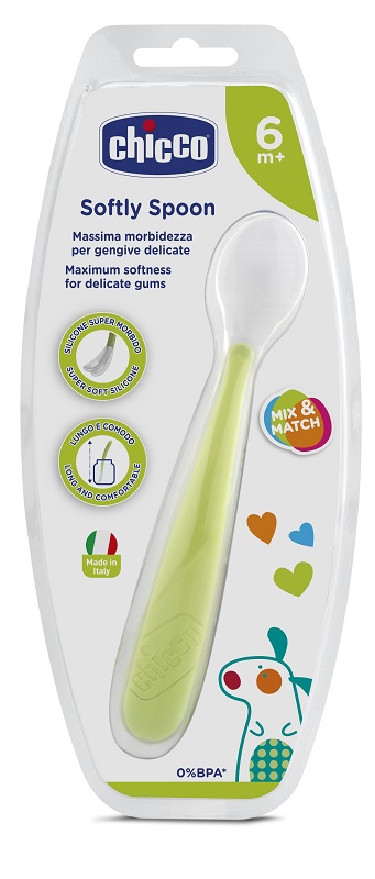 CHICCO CUCCHIAIO MORBIDO SILICONE 6M+ VERDE UP - Newepa Srl