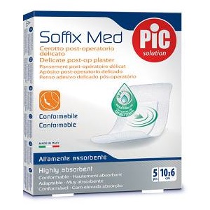 CEROTTO PIC SOFFIX MED IN TNT CON TAMPONE CENTRALE ASSORBENTE STERILE MONOUSO 10X6 CM ANTIBATTERICO 5 PEZZI - Newepa Srl