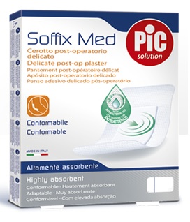 CEROTTO PIC SOFFIX MED IN TNT CON TAMPONE CENTRALE ASSORBENTE STERILE MONOUSO STERILE 25X10 CM ANTIBATTERICO 3 PEZZI - Newepa Srl