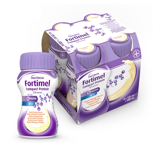 NUTRICIA FORTIMEL COMPACT PROTEIN GUSTO PESCA E MANGO 4 BOTTIGLIE DA 125 ML - Newepa Srl