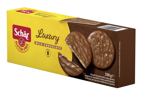 SCHAR LUXURY BISCOTTI DI PASTA FROLLA RICOPERTI DI CIOCCOLATO AL LATTE 200 G - Newepa Srl