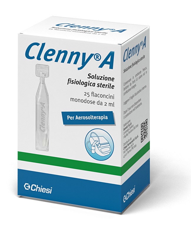 CLENNY A SOLUZIONE FISIOLOGICA STERILE PER AEROSOLTERAPIA 25 FLACONCINI MONODOSE DA 2 ML - Newepa Srl