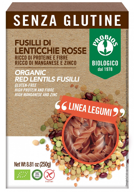 SPECIALITA' 100% LEGUMI FUSILLI LENTICCHIE ROSSE 250 G - Newepa Srl