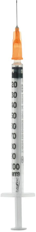 SIRINGA PER INSULINA EXTRAFINE 1ML 100 UI AGO REMOVIBILE 25 GAUGE 0,5X16 MM 1 PEZZO - Newepa Srl