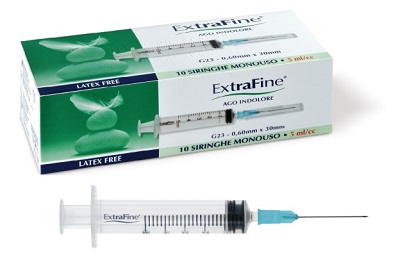 SIRINGA EXTRAFINE 5 ML GAUGE 23 0,60X30MM 10 PEZZI - Newepa Srl