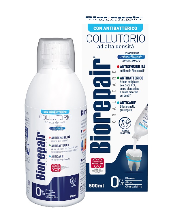 BIOREPAIR ORAL CARE COLLUTORIO ALTA INTENSITA' 3IN1 ANTISENSIBILITA', ANTIBATTERICO, ANTICARIE 500 ML - Newepa Srl