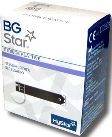 STRISCE REATTIVE MISURAZIONE GLICEMIA BGSTAR MYSTAR 25 PEZZI - Newepa Srl