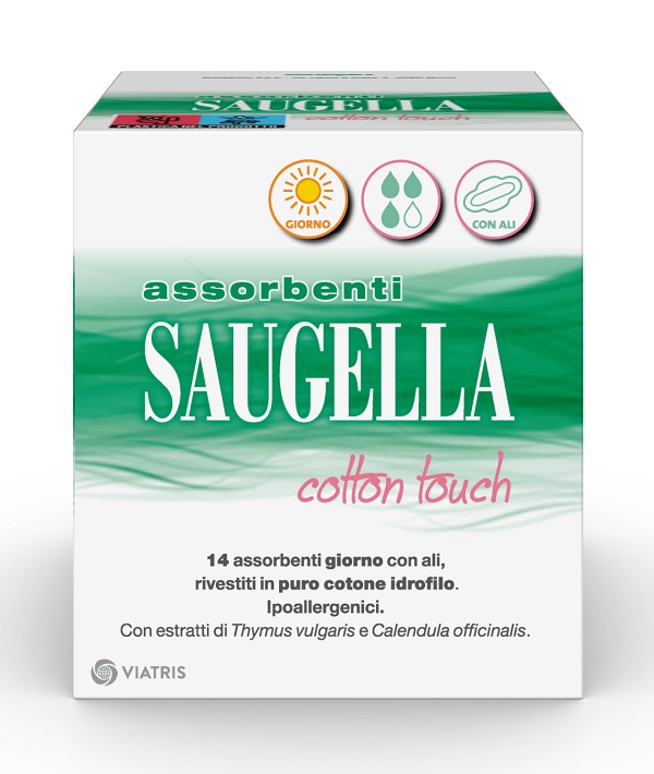 SAUGELLA COTTON TOUCH ASSORBENTI GIORNO CON ALI 14 PEZZI - Newepa Srl