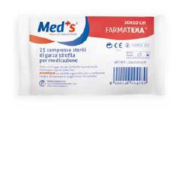 GARZA COMPRESSA IDROFILA MEDS FARMATEXA 12/8 10X10CM 25 PEZZI - Newepa Srl