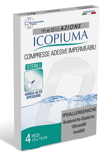 ICOPIUMA GARZA COMPRESSA MEDICATA POSTOPERATORIA 10X15 CM 4 PEZZI - Newepa Srl