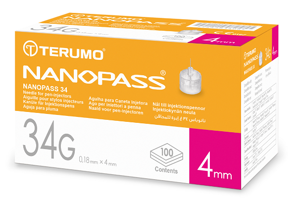 AGO PER PENNA DA INSULINA NANOPASS 34 GAUGE LUNGHEZZA 4 MM 100 PEZZI - Newepa Srl