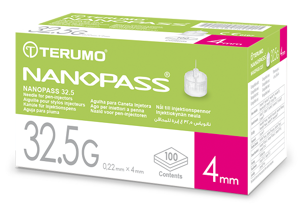 AGO PER PENNA DA INSULINA NANOPASS 32,5 GAUGE LUNGHEZZA 4 MM 100 PEZZI - Newepa Srl