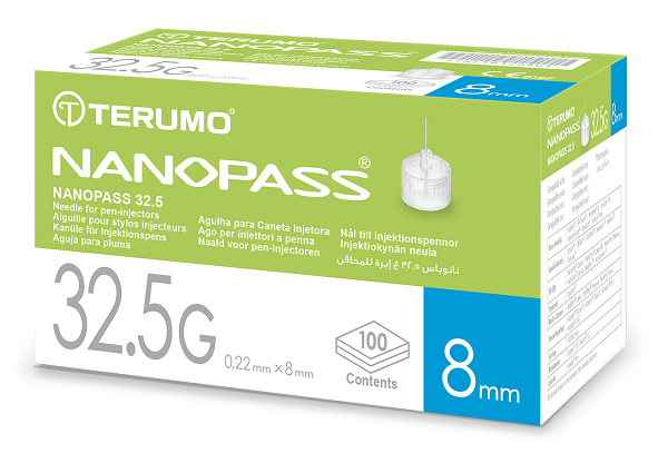 AGO PER PENNA DA INSULINA NANOPASS 32,5 GAUGE LUNGHEZZA 8 MM 100 PEZZI - Newepa Srl