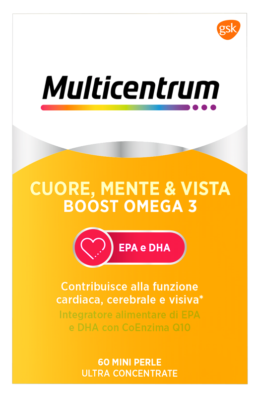 MULTICENTRUM CUORE MENTE E VISTA BOOST OMEGA 3 60 MINI PERLE - Newepa Srl
