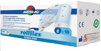 CEROTTO IMPERMEABILE PER FISSAGGIO MEDICAZIONI MASTER-AID ROLLFLEX A-STOP M 10X10 CM - Newepa Srl