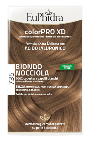 EUPHIDRA COLORPRO XD 735 BIONDO NOCCIOLA GEL COLORANTE CAPELLI IN FLACONE + ATTIVANTE + BALSAMO + GUANTI - Newepa Srl