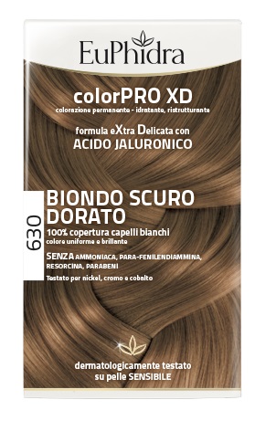 EUPHIDRA COLORPRO XD 630 BIONDO SCURO DORATO GEL COLORANTE CAPELLI IN FLACONE + ATTIVANTE + BALSAMO + GUANTI - Newepa Srl