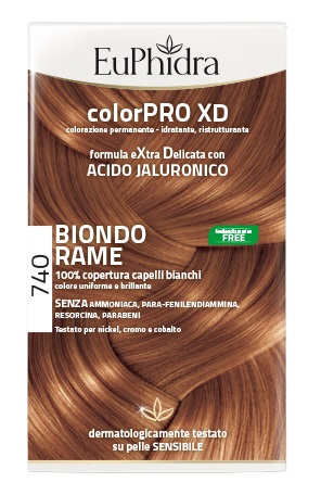 EUPHIDRA COLORPRO XD 740 BIONDO RAME GEL COLORANTE CAPELLI IN FLACONE + ATTIVANTE + BALSAMO + GUANTI - Newepa Srl